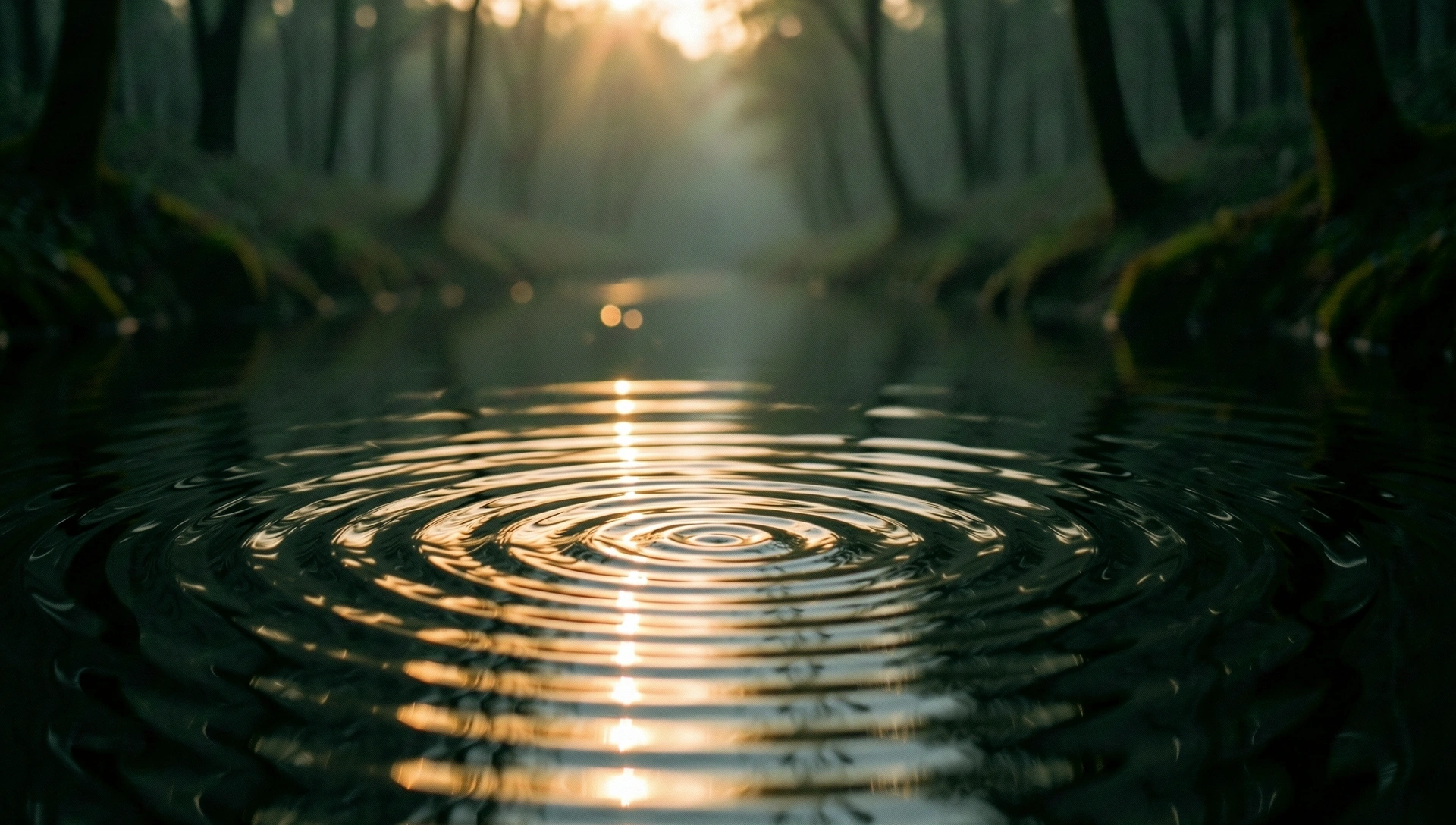 Reflejos de luz en el agua simbolizando la pureza del sonido